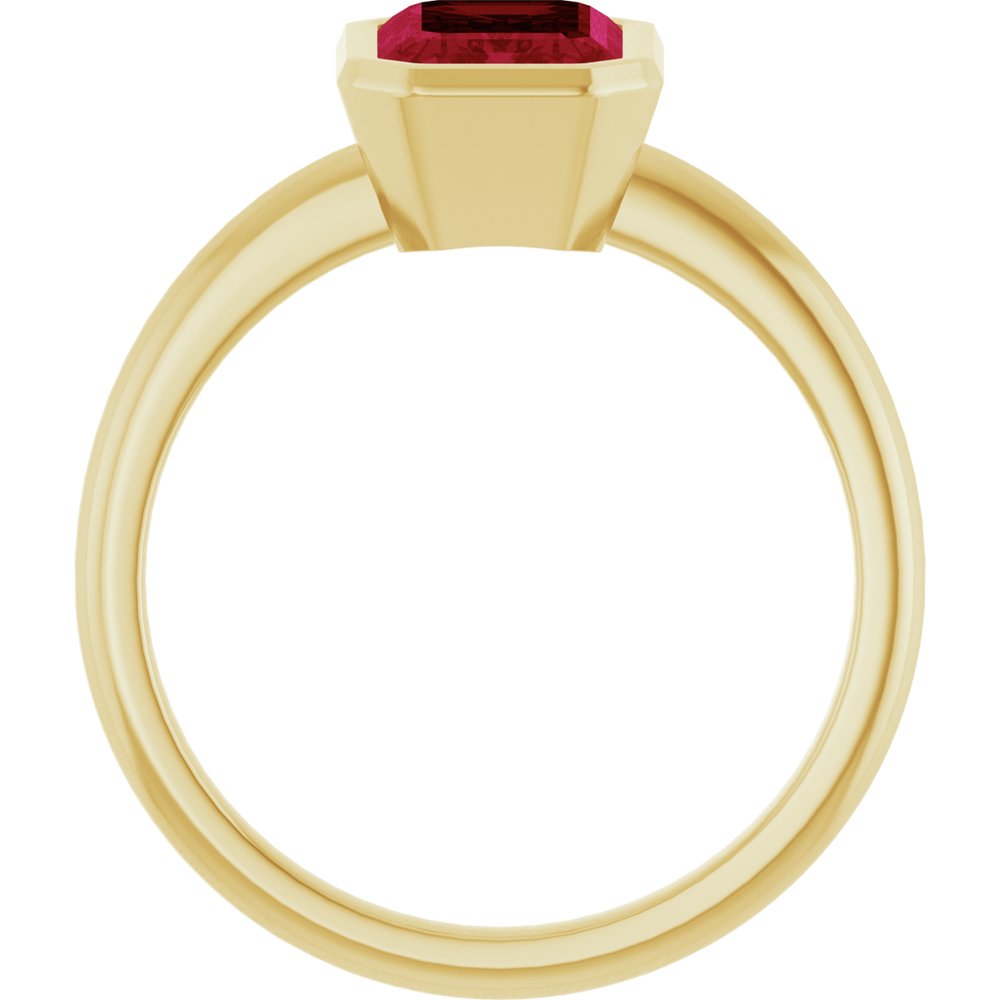 14K Yellow Gold 8x6 mm Lab-Grown Ruby Bezel-Set Ring
