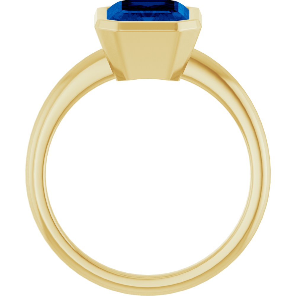 14K Yellow Gold Lab-Grown Blue Sapphire Ring