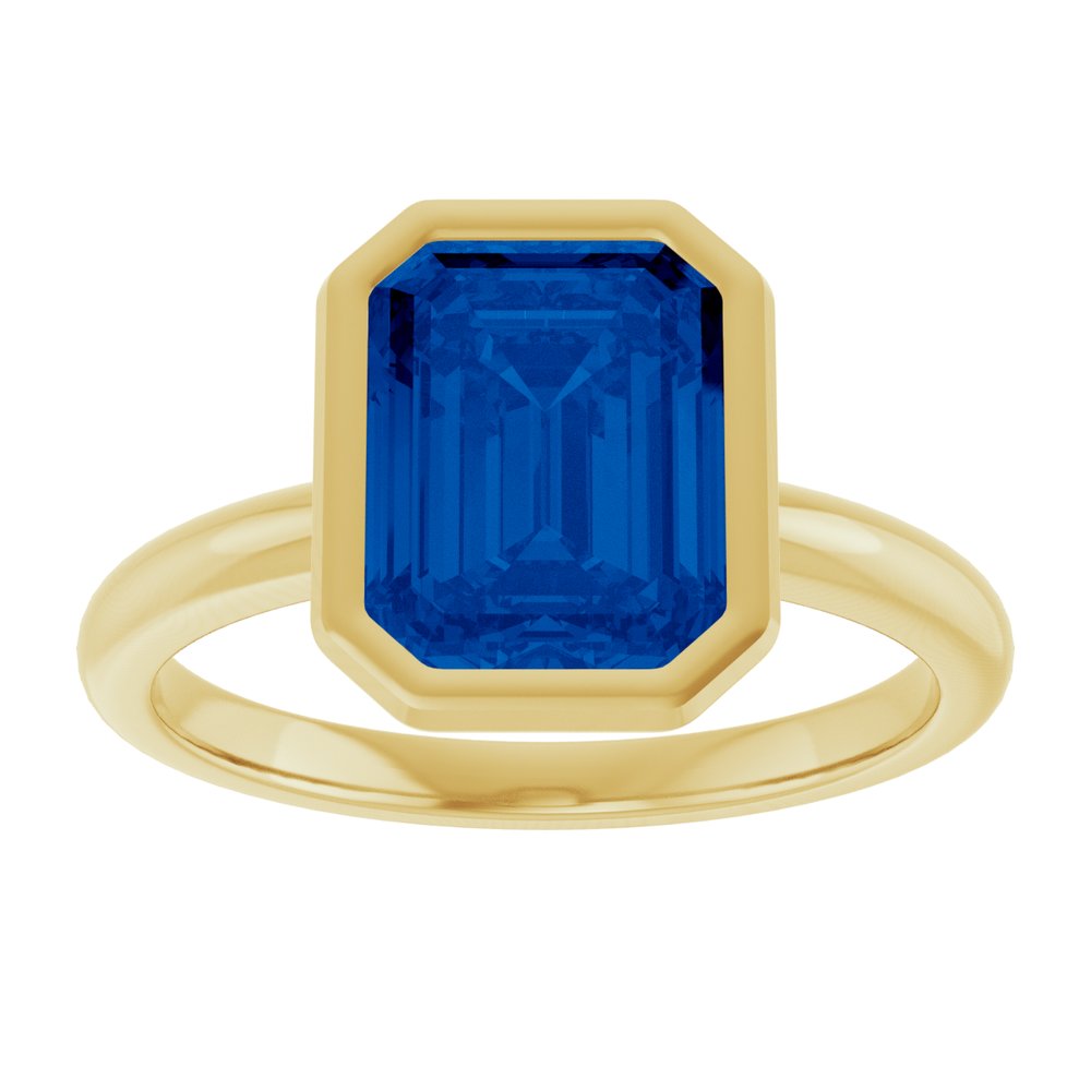 14K Yellow Gold Lab-Grown Blue Sapphire Ring