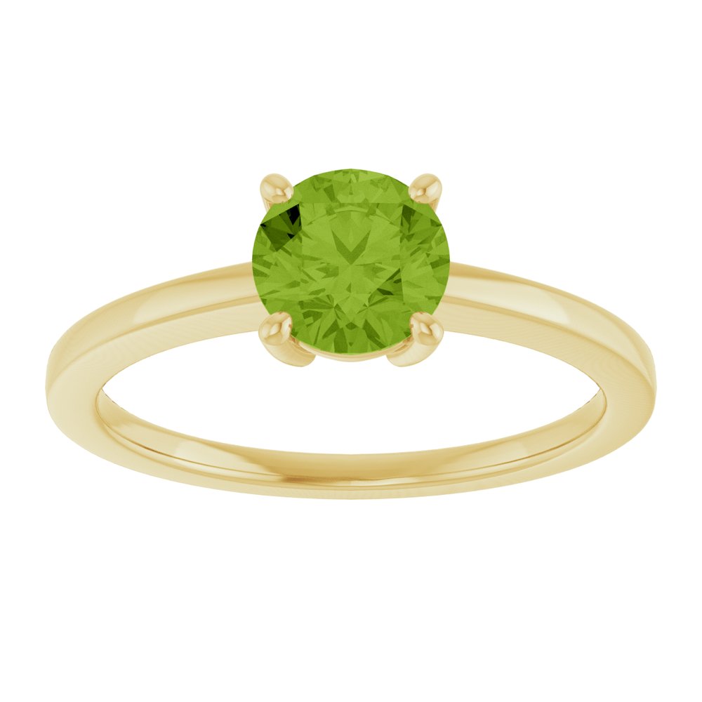 14K Yellow Gold Natural Peridot Solitaire Ring