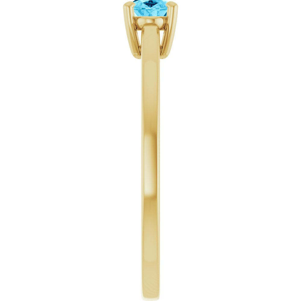 14K Yellow Gold Natural Aquamarine Solitaire Ring