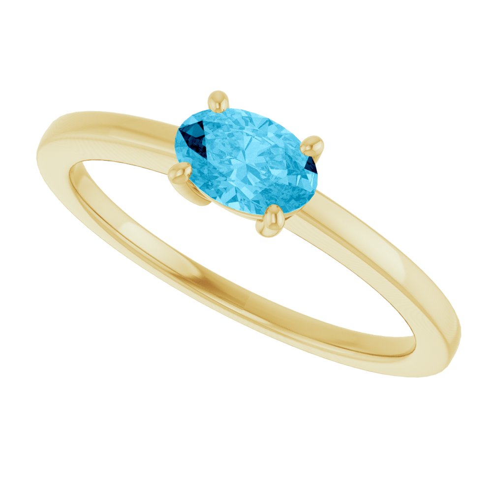 14K Yellow Gold Natural Aquamarine Solitaire Ring