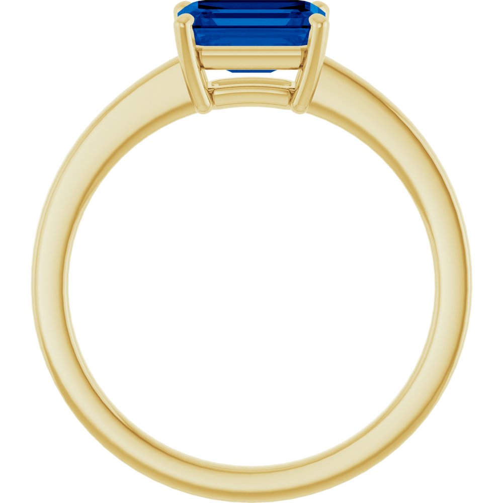 14K Yellow Gold Lab-Grown Blue Sapphire Solitaire Ring