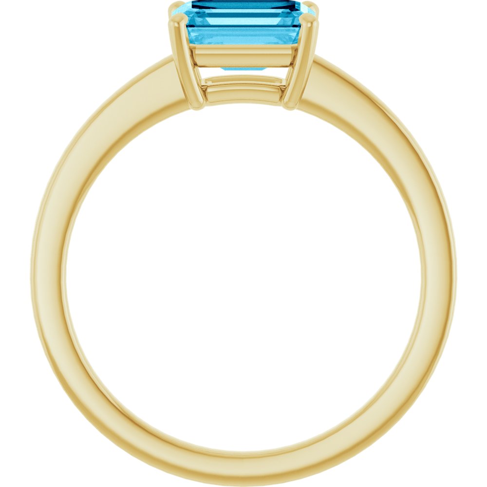 14K Yellow Gold Natural Aquamarine Solitaire Ring