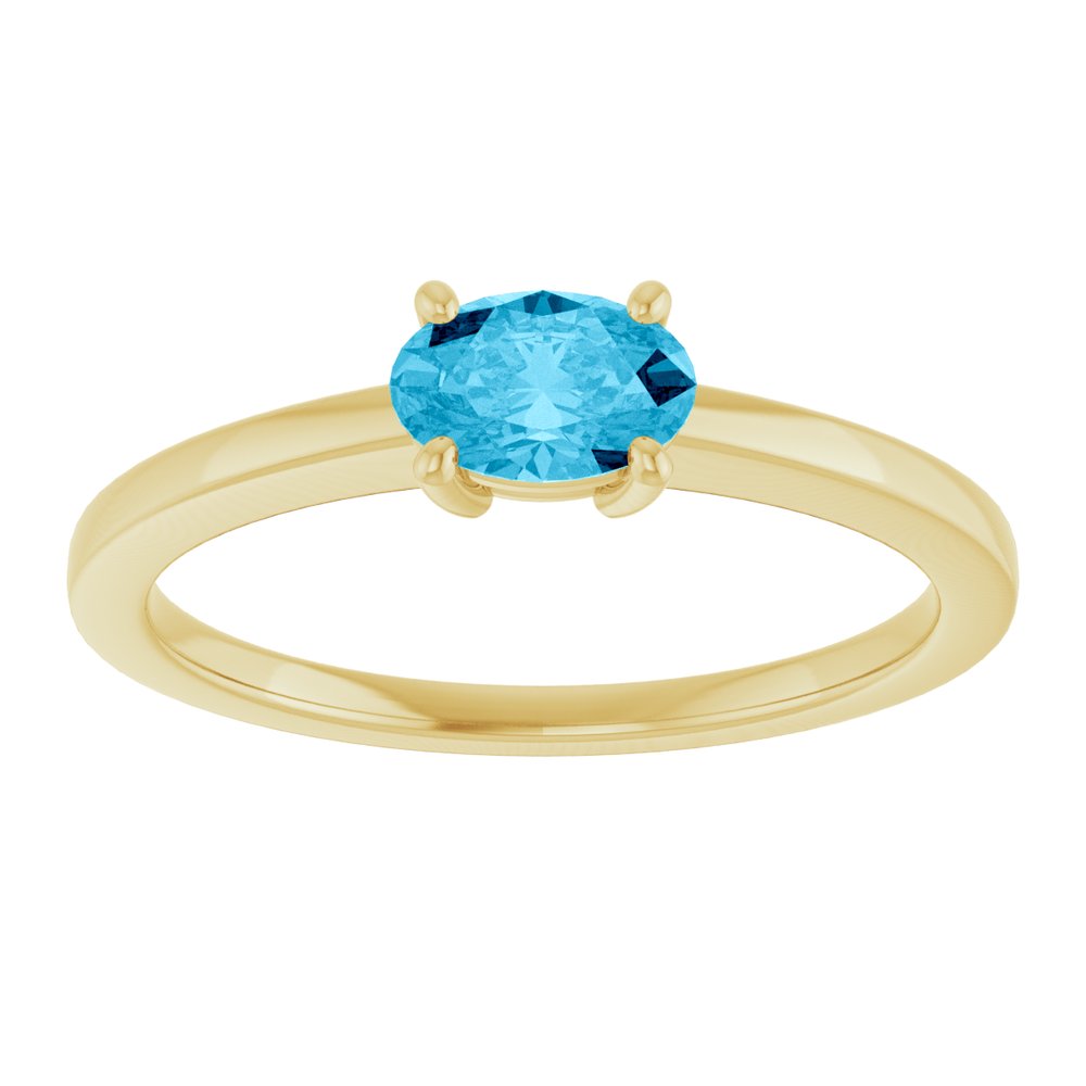 14K Yellow Gold Natural Aquamarine Solitaire Ring