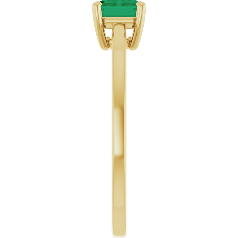 14K Yellow Gold Lab-Grown Emerald Solitaire Solitaire Ring