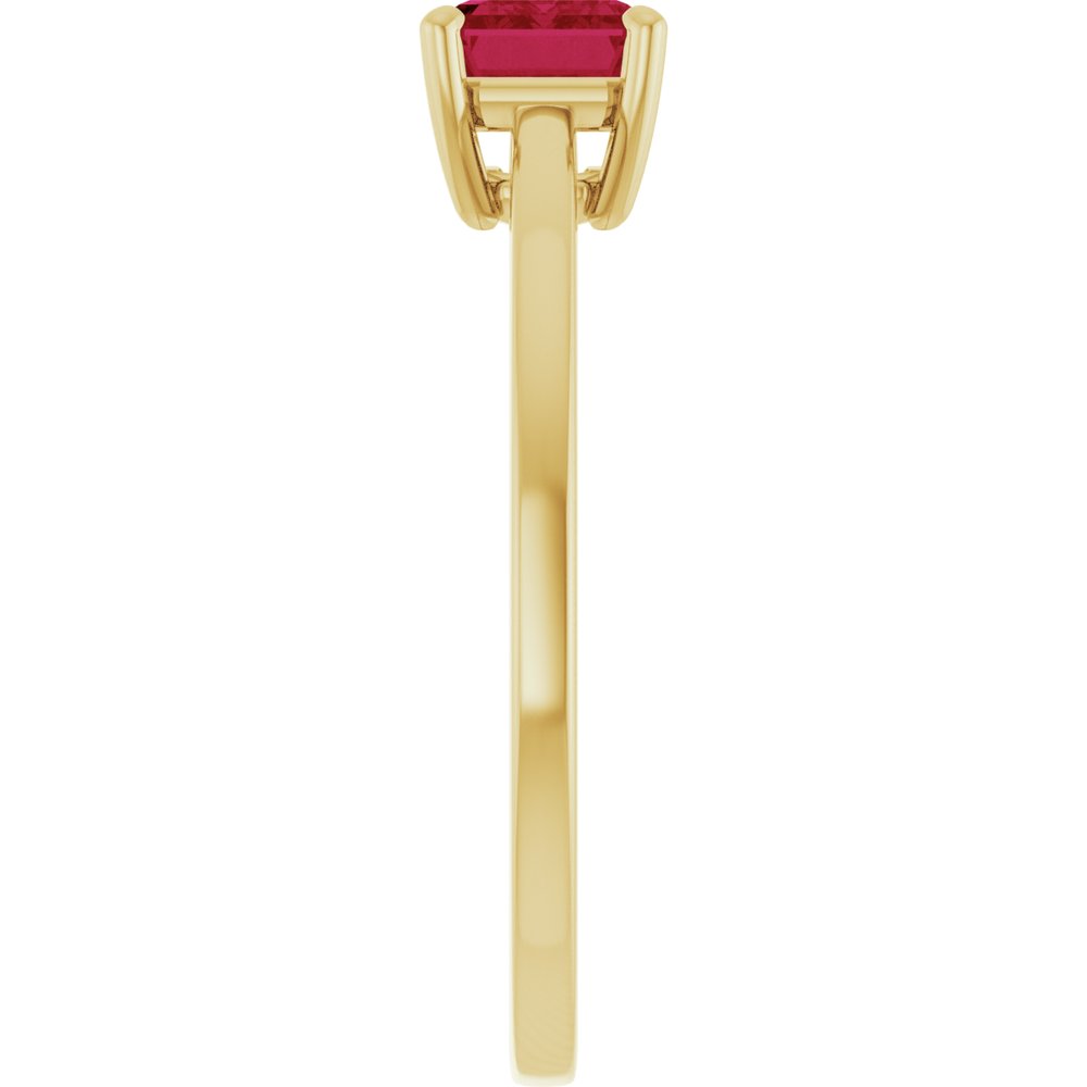 14K Yellow Gold Lab-Grown Ruby Solitaire Solitaire Ring