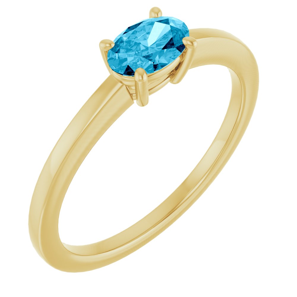 14K Yellow Gold Natural Aquamarine Solitaire Ring