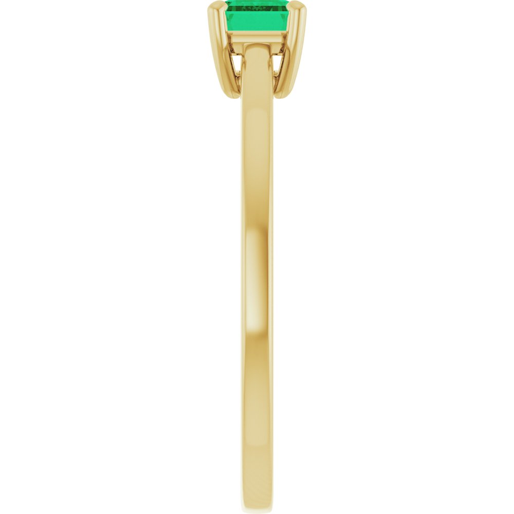 14K Yellow Gold Lab-Grown Emerald Ring