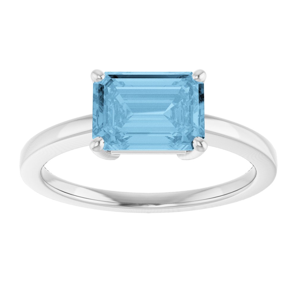 14K White Gold Natural Sky Blue Topaz Ring