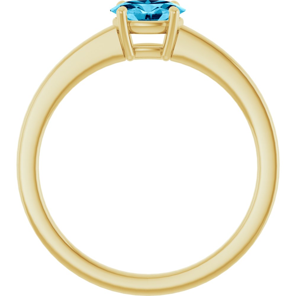 14K Yellow Gold Natural Aquamarine Solitaire Ring