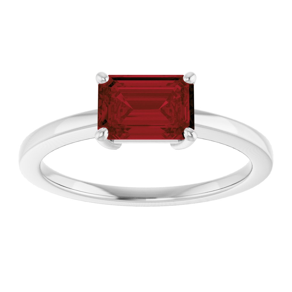 Sterling Silver Natural Mozambique Garnet Solitaire Ring