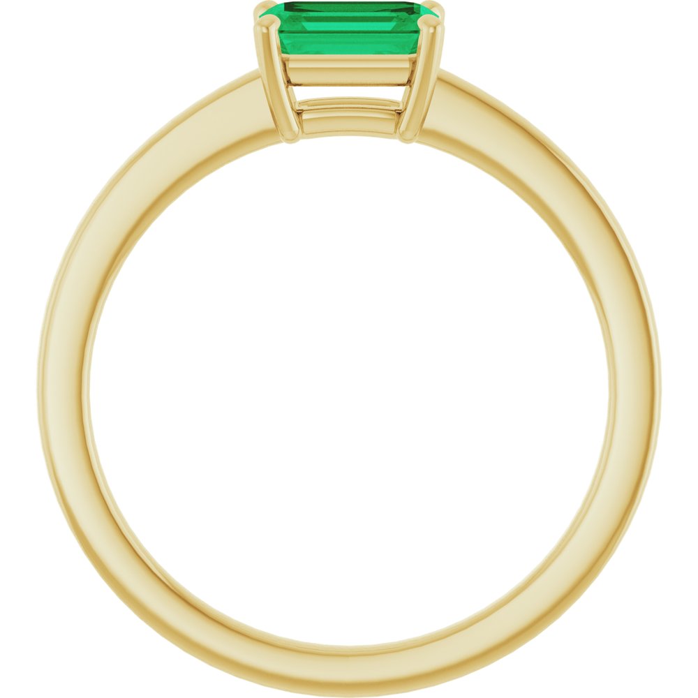 14K Yellow Gold Lab-Grown Emerald Ring
