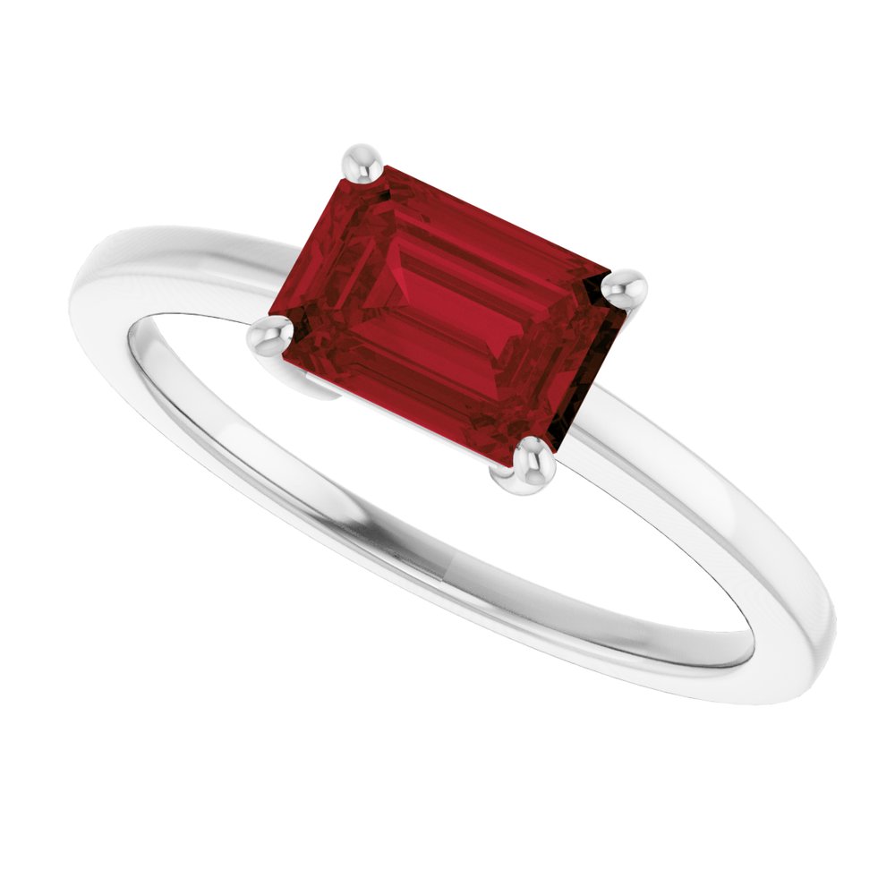 Sterling Silver Natural Mozambique Garnet Solitaire Ring