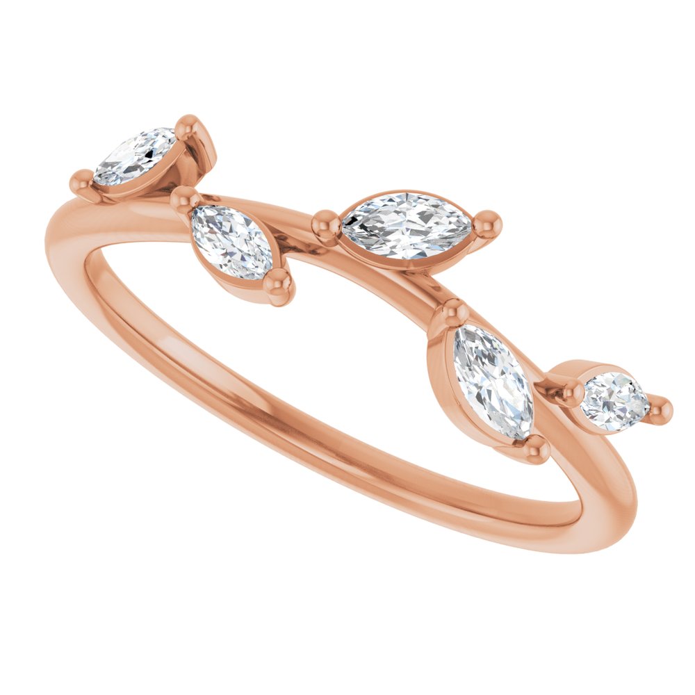 14K Rose Gold 1/4 CTW Natural Diamond Leaf Ring