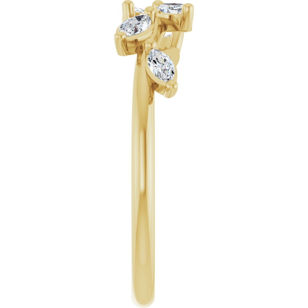 14K Yellow Gold 1/4 CTW Lab Grown Diamond Leaf Ring