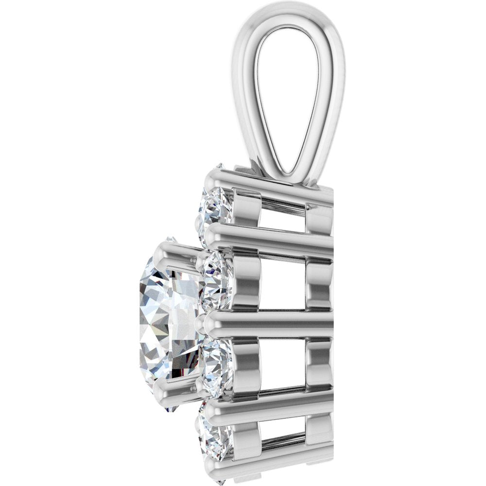 14K White Gold 1 CTW Lab-Grown Diamond Halo-Style Pendant