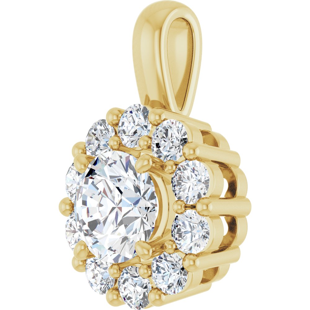 14K Yellow Gold 1 CTW Lab-Grown Diamond Halo-Style Pendant