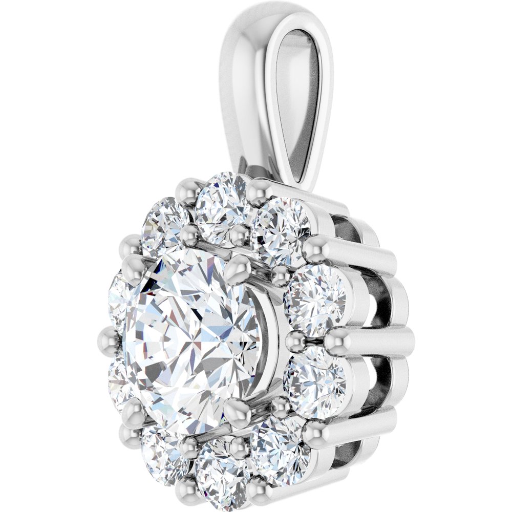 14K White Gold 1 CTW Lab-Grown Diamond Halo-Style Pendant
