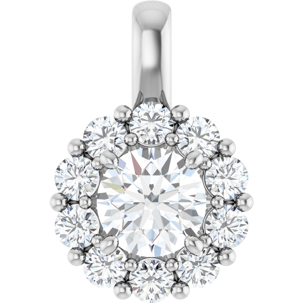 14K White Gold 1 CTW Lab-Grown Diamond Halo-Style Pendant