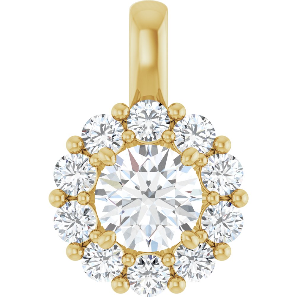 14K Yellow Gold 1 CTW Lab-Grown Diamond Halo-Style Pendant