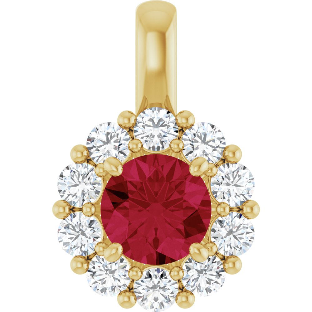 14K Yellow Gold Lab-Grown Ruby & 1/3 CTW Lab-Grown Diamond Pendant