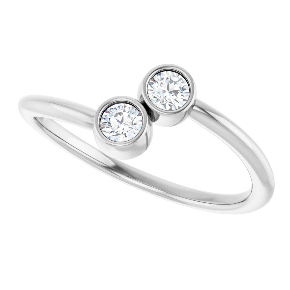 14K White Gold 1/5 CTW Natural Diamond Two-Stone Ring