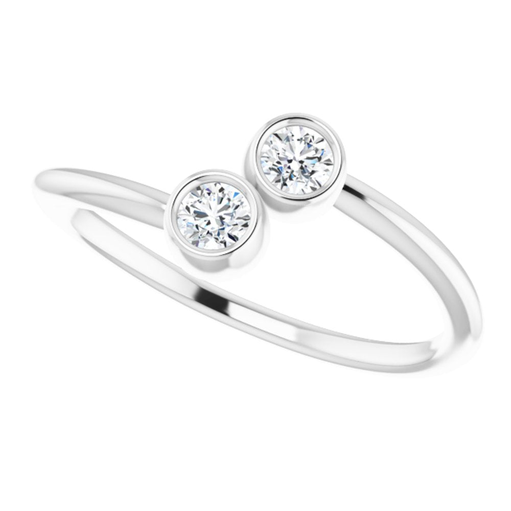 14K White Gold 1/5 CTW Natural Diamond Two-Stone Ring