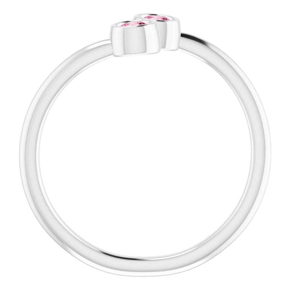 14K White Gold Natural Pink Tourmaline Two-Stone Ring