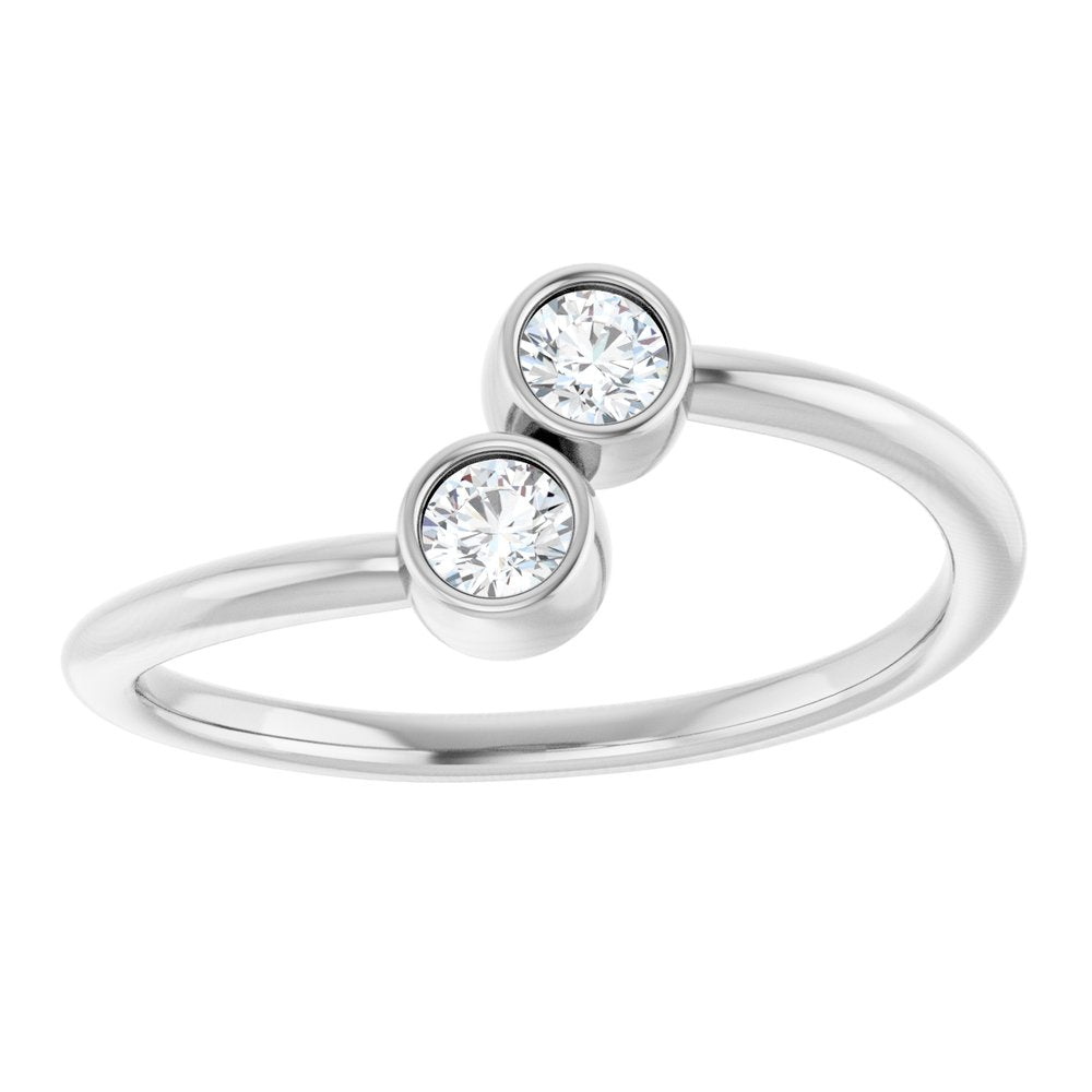 14K White Gold 1/5 CTW Natural Diamond Two-Stone Ring