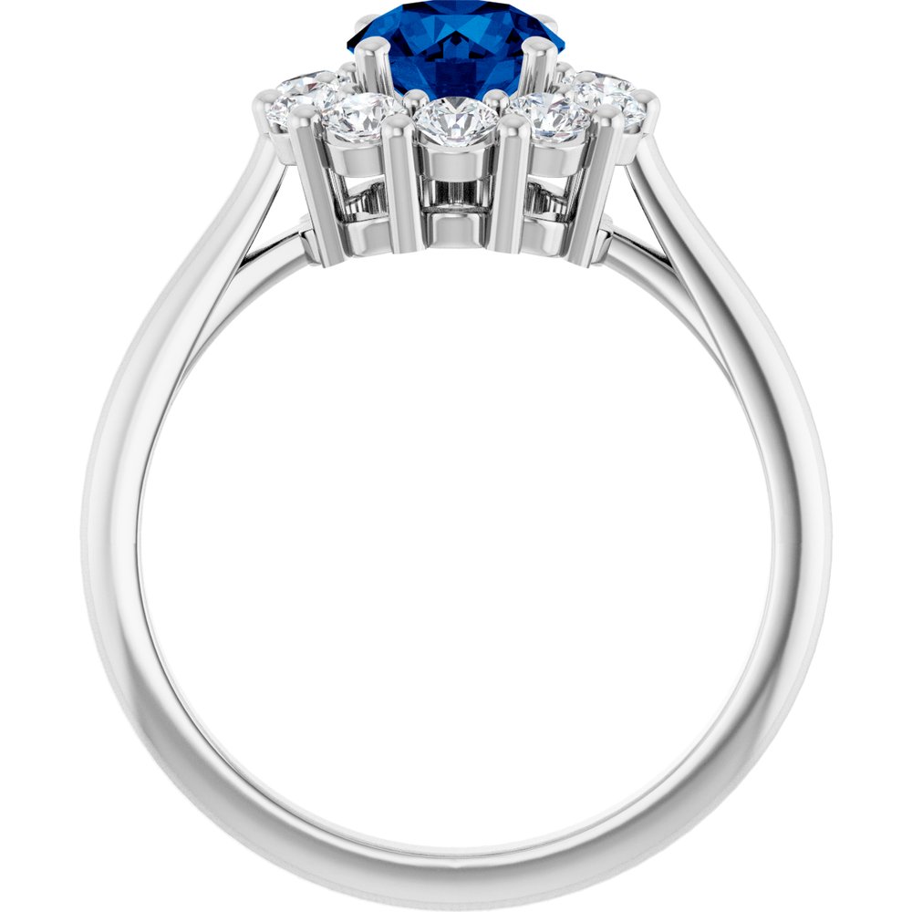 Platinum Lab-Grown Blue Sapphire & 1/2 CTW Natural Diamond Ring