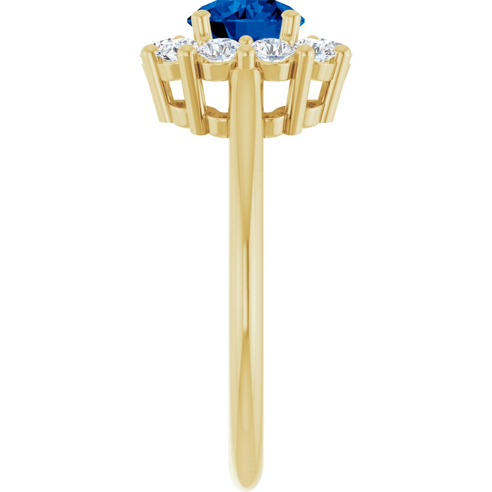 14K Yellow Gold Natural Blue Sapphire & 1/2 CTW Natural Diamond Ring