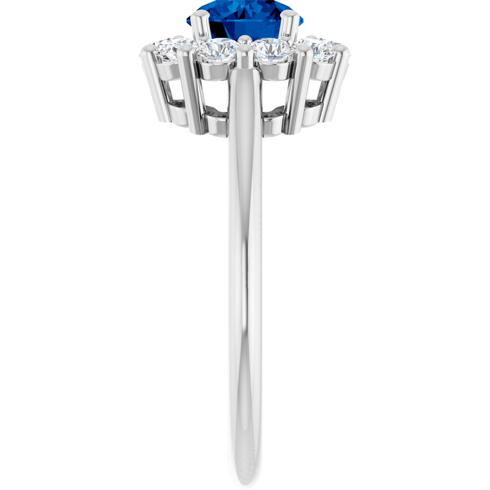 Platinum Lab-Grown Blue Sapphire & 1/2 CTW Natural Diamond Ring