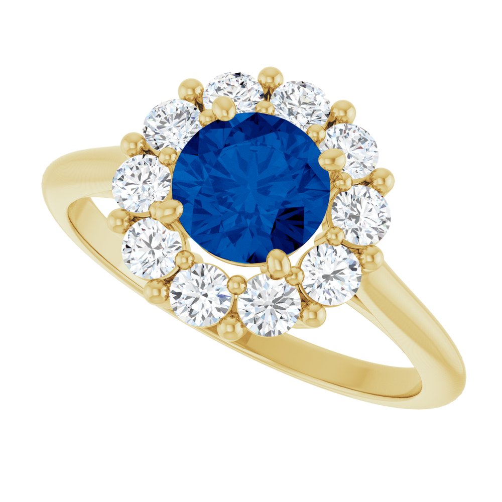 14K Yellow Gold Natural Blue Sapphire & 1/2 CTW Natural Diamond Ring