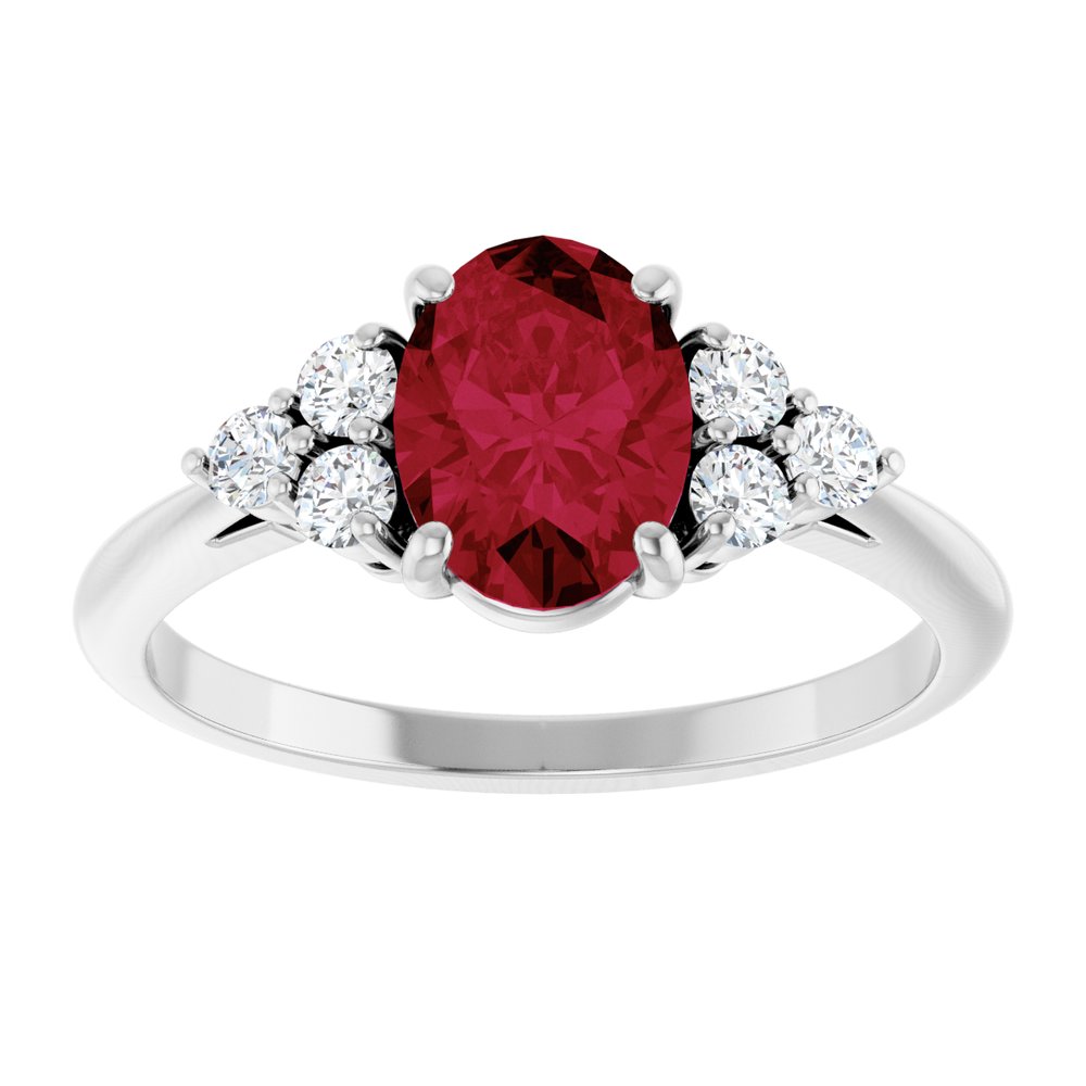 14K White Gold Lab-Grown Ruby & 1/6 CTW Natural Diamond Ring