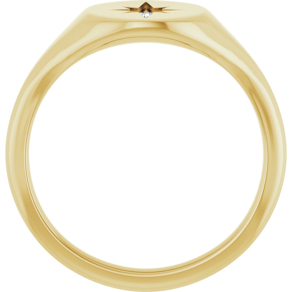 14K Yellow Gold 11x10 mm Oval .02 CTW Natural Diamond Starburst Signet Ring