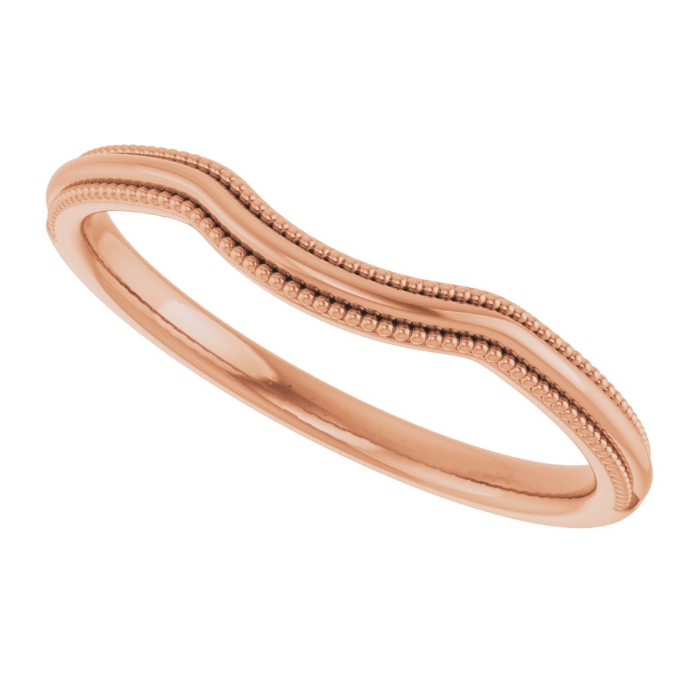 14K Rose Gold Beaded Edge Contour Band