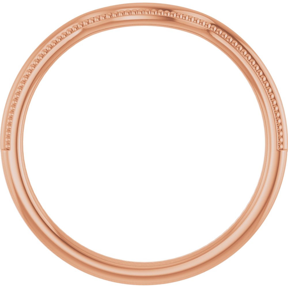 14K Rose Gold Beaded Edge Contour Band