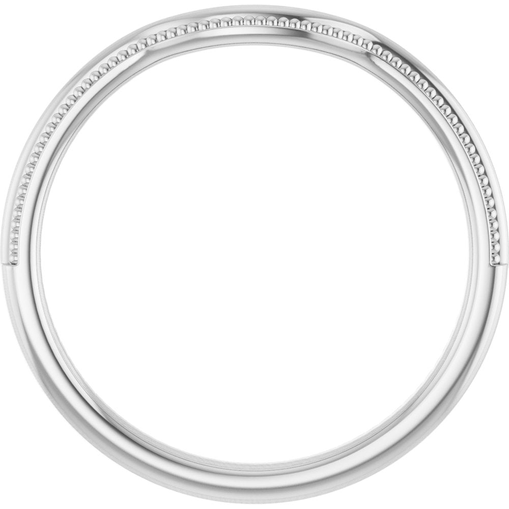 14K White Gold Beaded Edge Contour Band