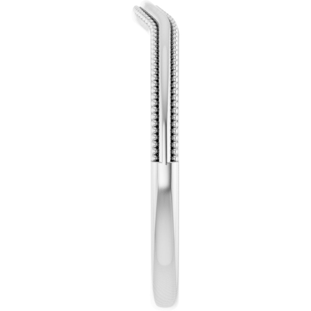 14K White Gold Beaded Edge Contour Band