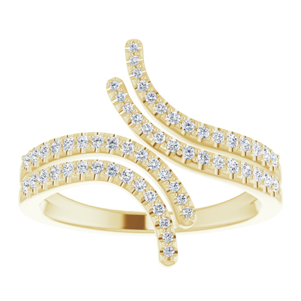 14K Yellow Gold 1/4 CTW Natural Diamond Bypass Ring