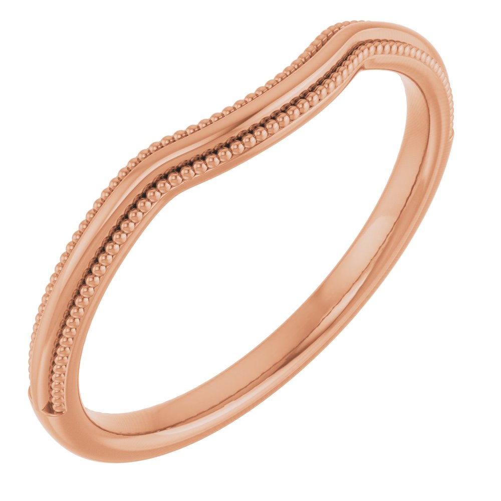 14K Rose Gold Beaded Edge Contour Band