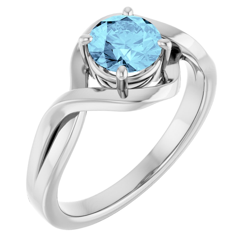 14K White Gold Natural Aquamarine Ring