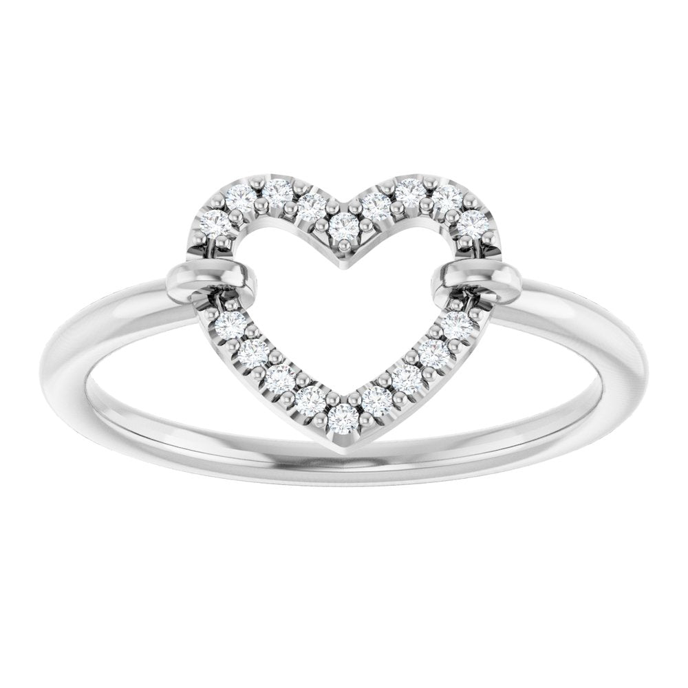 14K White Gold .07 CTW Natural Diamond Heart Ring
