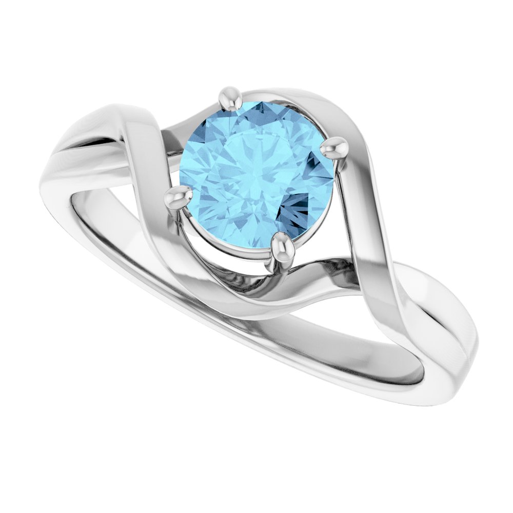 14K White Gold Natural Aquamarine Ring