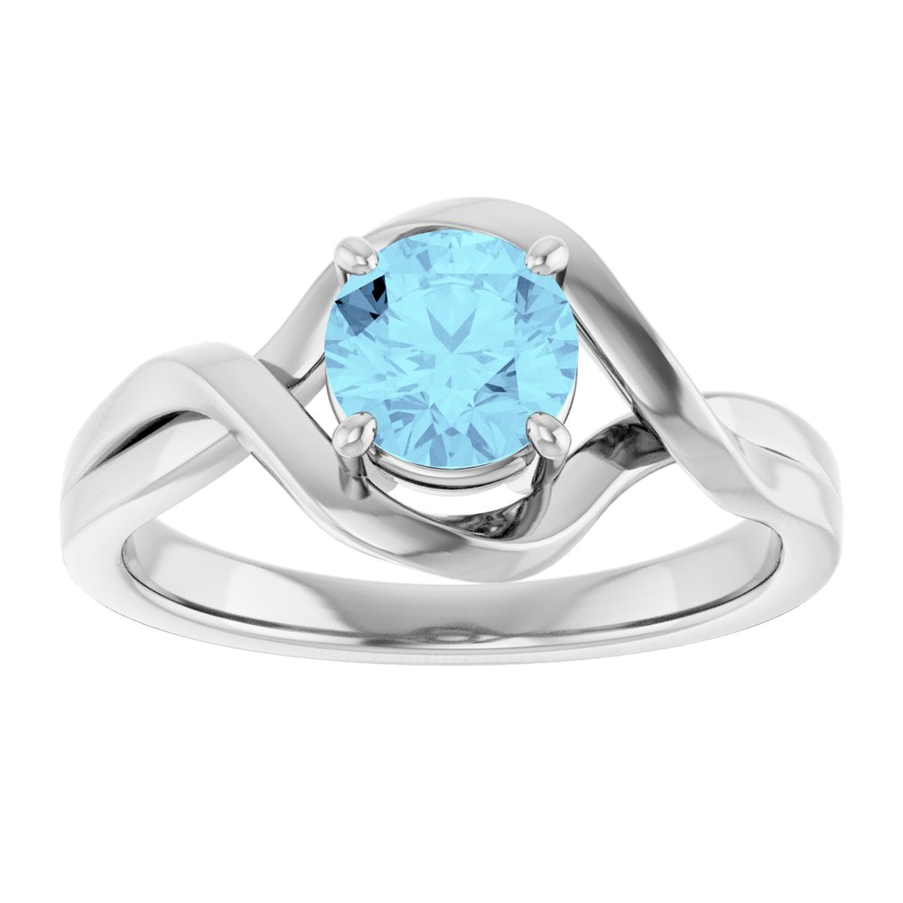 14K White Gold Natural Aquamarine Ring
