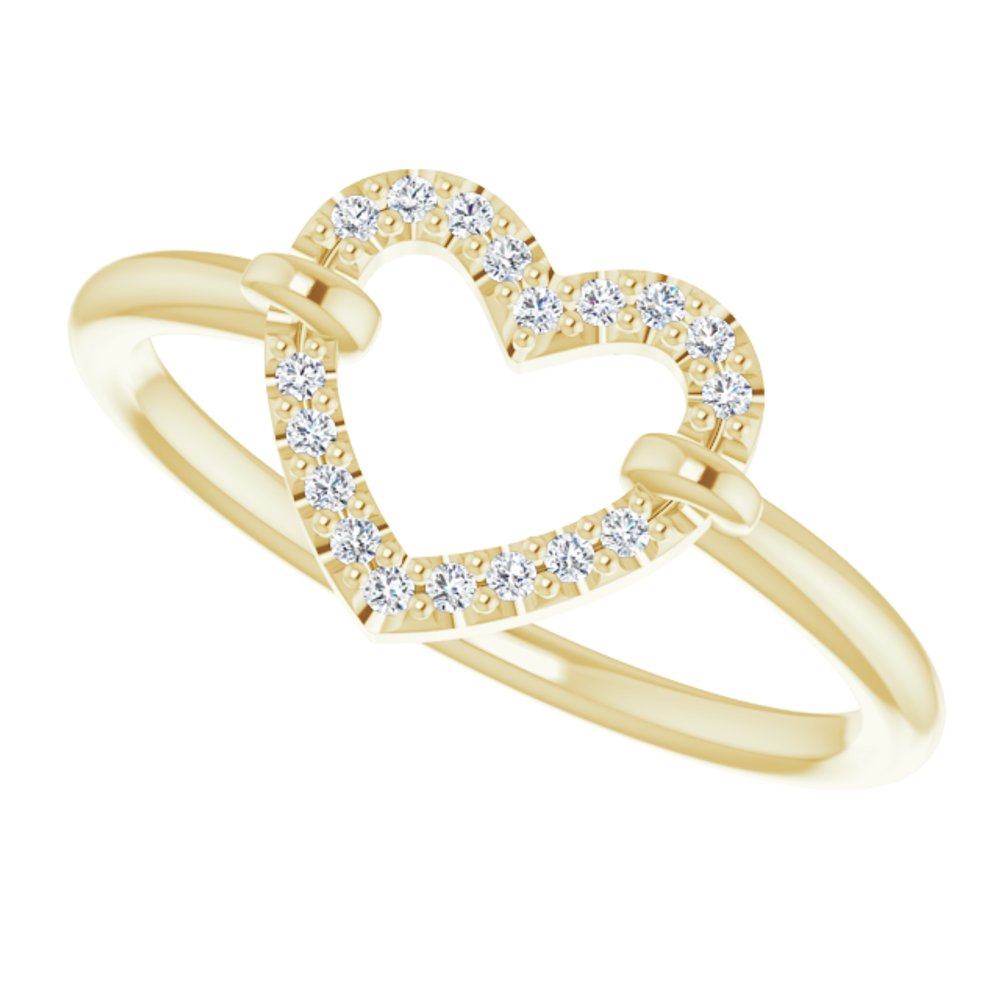 14K Yellow .07 CTW Natural Diamond Heart Ring