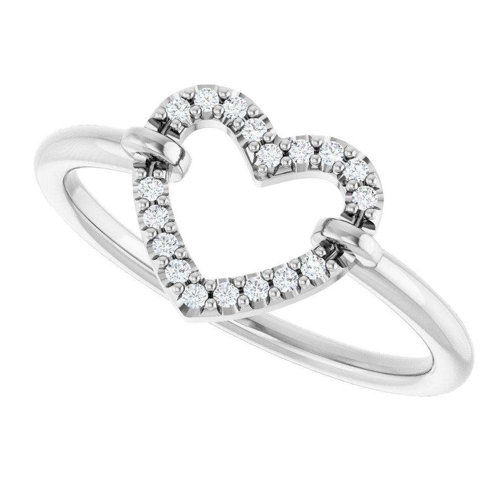 14K White Gold .07 CTW Natural Diamond Heart Ring