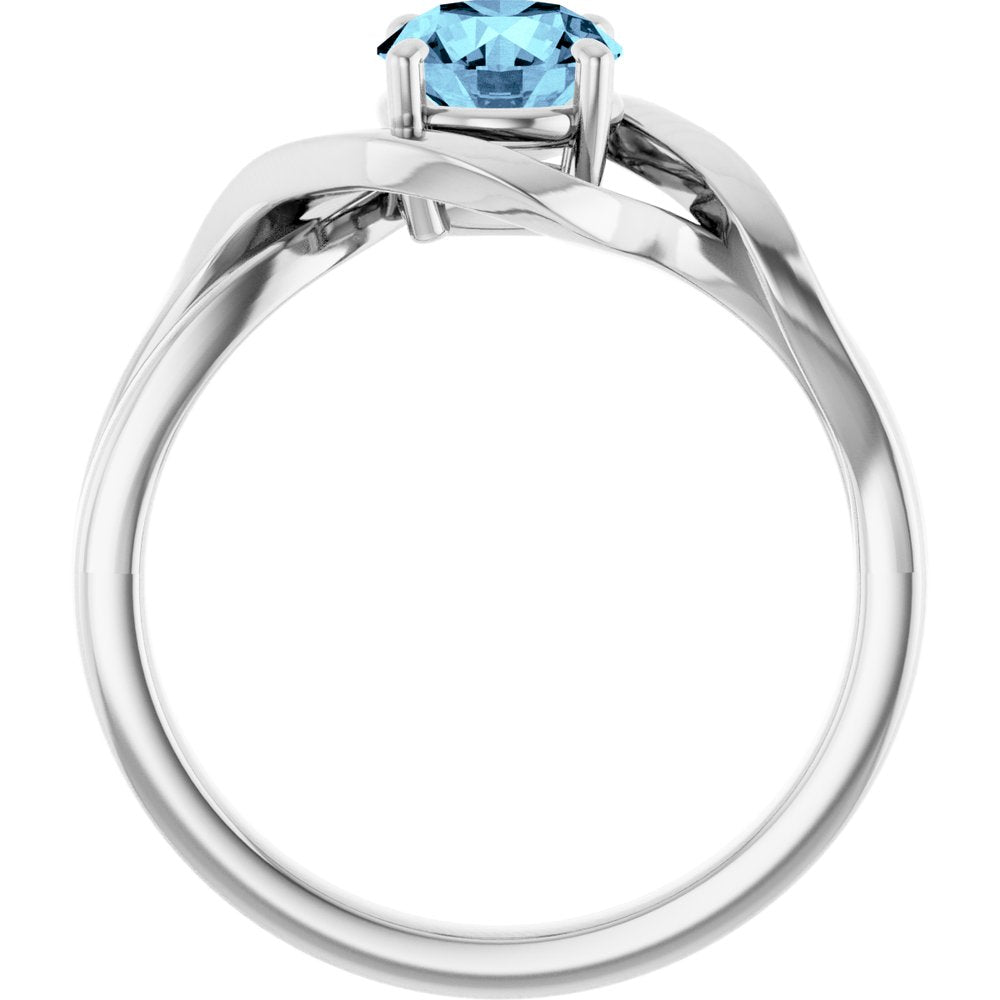 14K White Gold Natural Aquamarine Ring