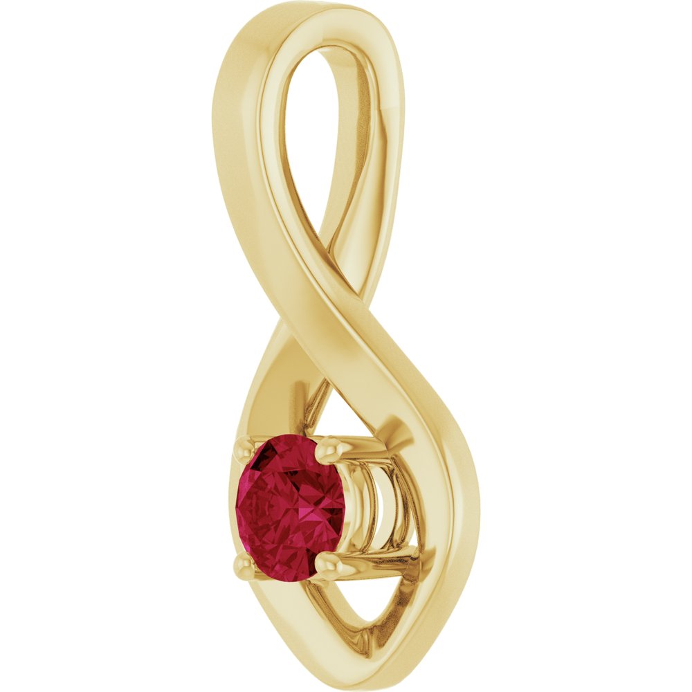 14K Yellow Gold 4 mm Round Lab-Grown Ruby Pendant